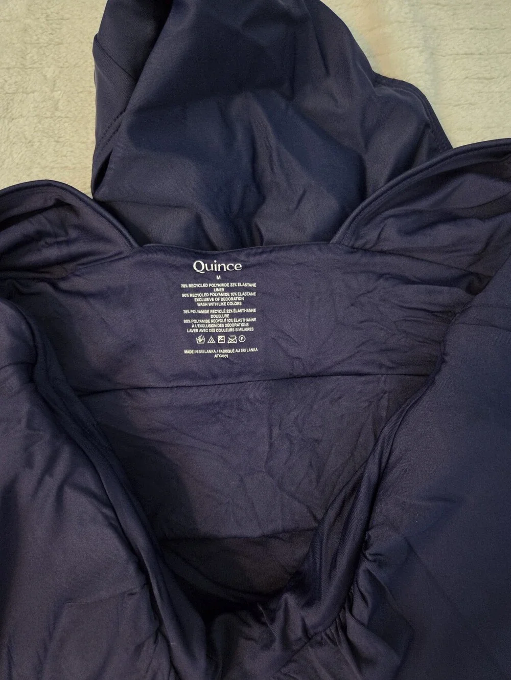 Quince Navy V-Neck One-Piece Swimsuit Italian Plunge Medium